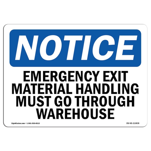 OSHA, Emergency Exit Material Handling Must Go, 5in X 3.5in, 10PK, 3.5"W, 5" L, Landscape, PK10
